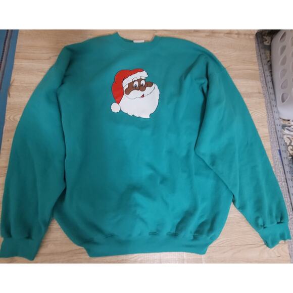 Men's Green With Black Santa Claus Christmas Sweater Size 2XL Pre-owned Holiday - Picture 1 of 5